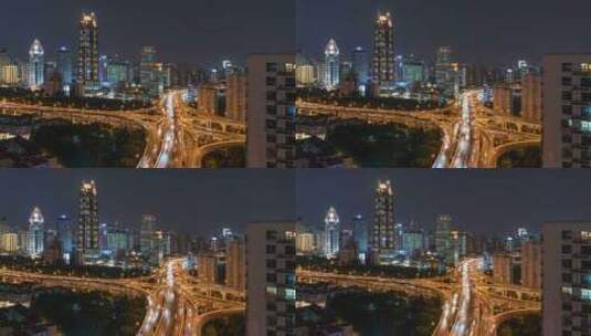 中国上海|夜幕下的九龙柱高清在线视频素材下载