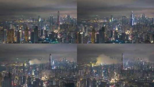 深圳罗湖城市夜景航拍延时高清在线视频素材下载