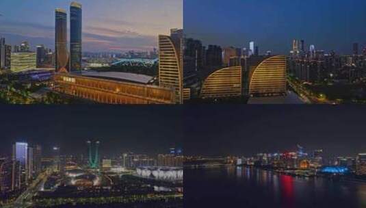 杭州城市夜景空镜合集2 5K高清在线视频素材下载