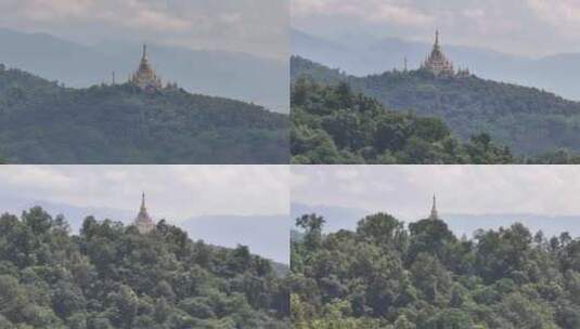 云南芒市勐焕大金塔长焦航拍高清在线视频素材下载