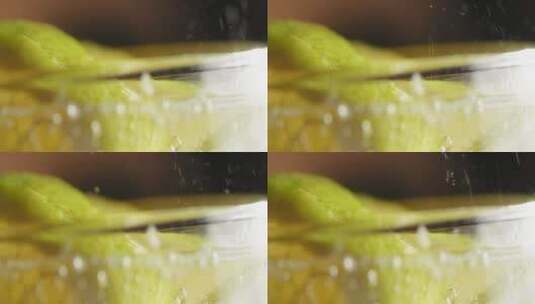 特写柠檬气泡水高清在线视频素材下载