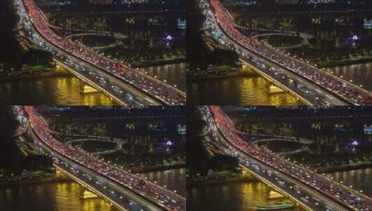 中国广州珠江大桥延时镜头高清在线视频素材下载