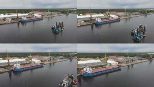 船和起重机的货物港高清在线视频素材下载