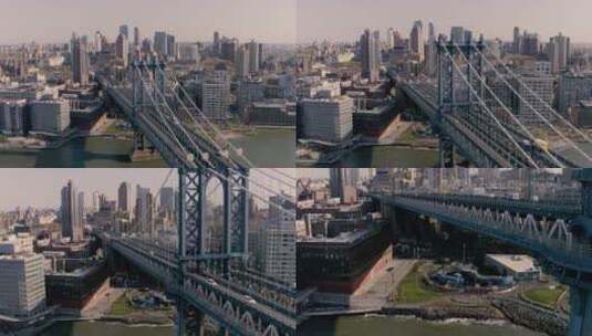 航拍纽约城市景观桥梁高清在线视频素材下载