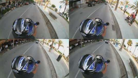 摩托车快速的在路上行驶高清在线视频素材下载