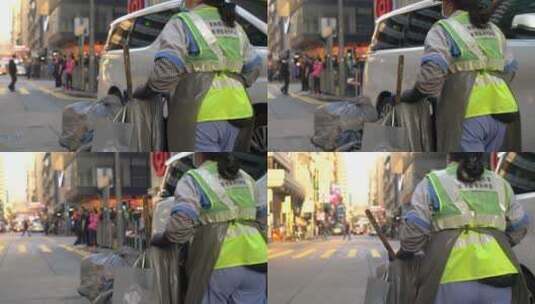 香港街道清洁工高清在线视频素材下载