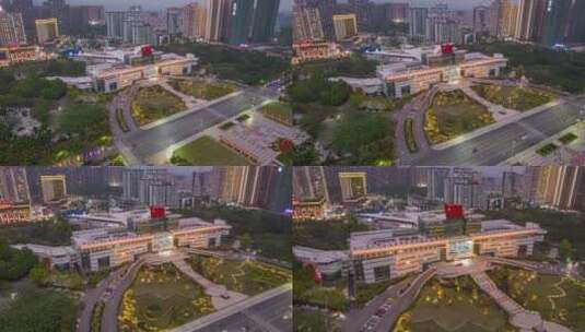 广西贵港市政府夜景航拍高清在线视频素材下载