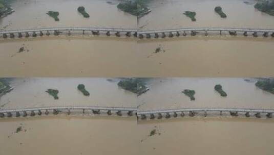 航拍河流涨洪水洪涝灾害高清在线视频素材下载