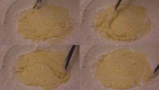 面粉和面平底锅刷油烙千层饼高清在线视频素材下载