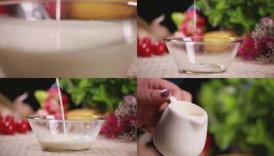 【镜头合集】酸奶牛奶奶油淡奶油高清在线视频素材下载