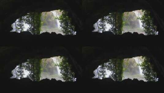 从山洞里看瀑布高清在线视频素材下载