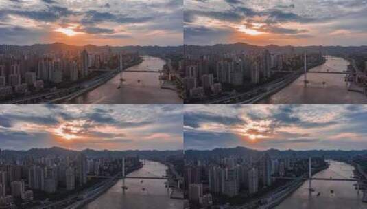 重庆红岩村大桥夕阳环绕高清在线视频素材下载