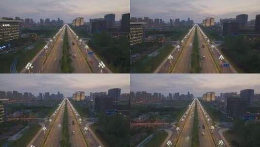 武汉高新大道夜景，直推上升镜头高清在线视频素材下载