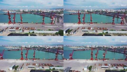 东方市港口码头左横移高清在线视频素材下载
