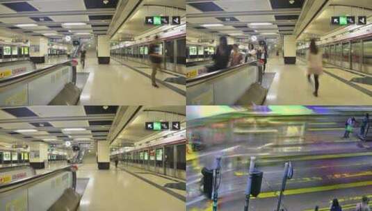 延时拍摄香港穿越城市街道人群地铁高清在线视频素材下载