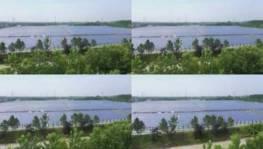 航拍农田上光伏太阳能电池板高清在线视频素材下载