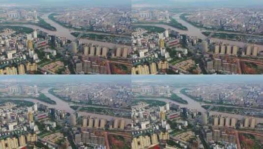 金华三江六岸城市风光航拍高清在线视频素材下载