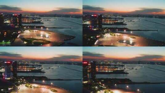 航拍东港达沃斯夜景高清在线视频素材下载