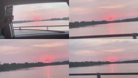 沿途夕阳下的美景高清在线视频素材下载