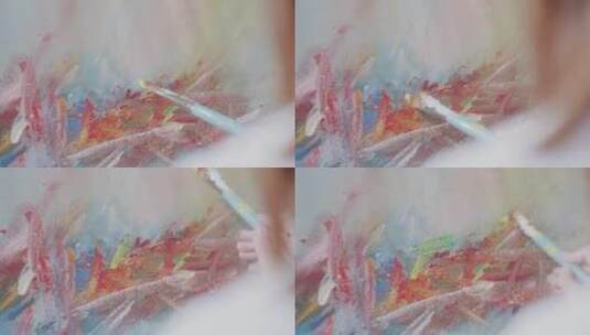 艺术家画水粉画笔颜料绘画想象力教育兴趣高清在线视频素材下载