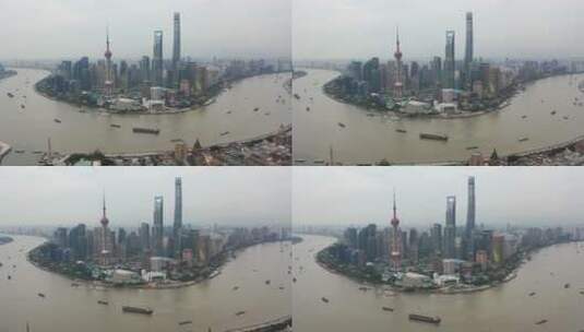 上海浦东陆家嘴城市高楼天际线风光航拍高清在线视频素材下载