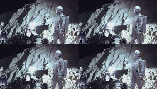 一个未知星球上的宇航员环顾四周高清在线视频素材下载