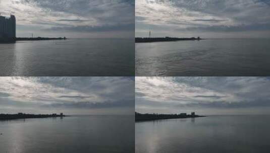 汕头海湾清晨航拍空镜高清在线视频素材下载