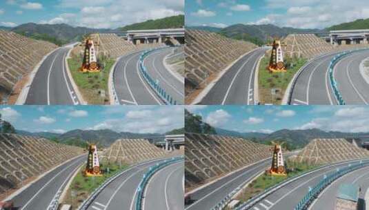 高速公路建设视频云南宁永高速公路地标高清在线视频素材下载
