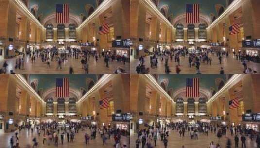 大中央车站的人群延时高清在线视频素材下载