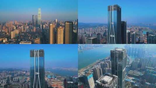 长沙IFS和湘江FFC航拍摩天大楼高清在线视频素材下载