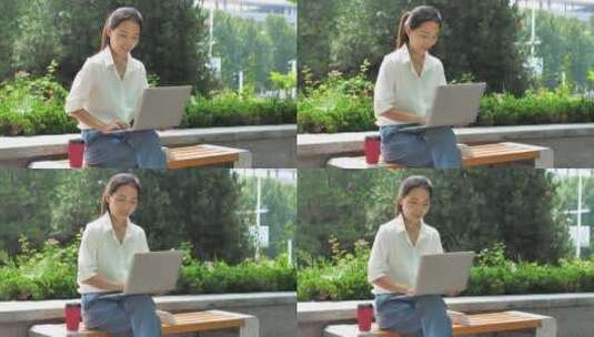 亚洲东方中国女性户外办公高清在线视频素材下载