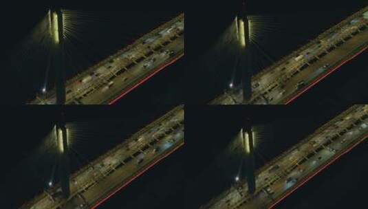 香港汀九桥车流夜景航拍高清在线视频素材下载