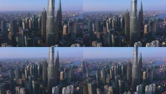 上海市中心CBD外滩陆家嘴航拍4K高清在线视频素材下载