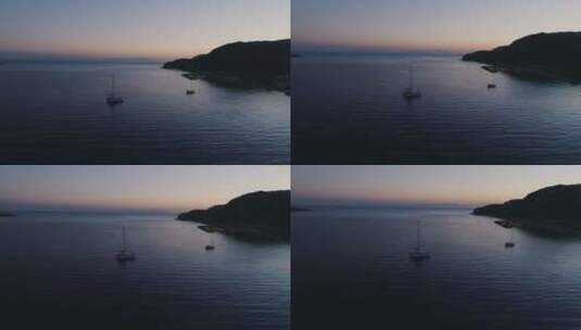 航拍海洋日落美景高清在线视频素材下载
