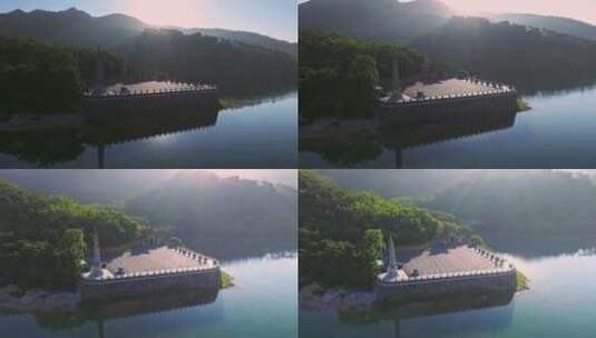 粤港澳大湾区珠海金台寺山水中航拍高清在线视频素材下载