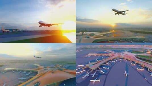 民航飞机从北京大兴机场起飞高清在线视频素材下载