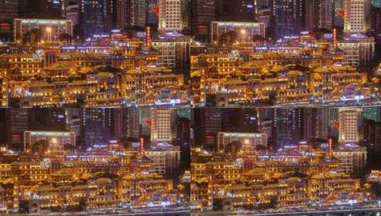 重庆洪崖洞多角度航拍夜景高清在线视频素材下载