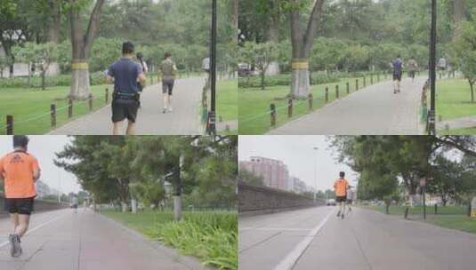 公园跑步/ 户外运动/健康生活/脚步/晨跑高清在线视频素材下载