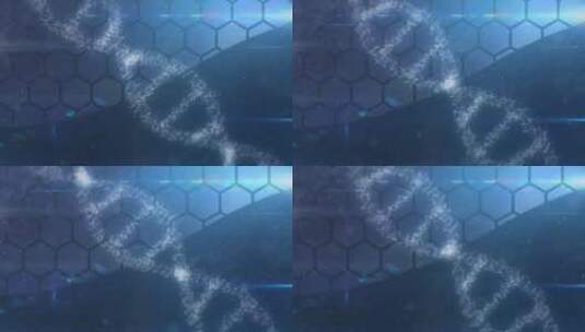 蓝色背景下的DNA螺旋结构高清在线视频素材下载