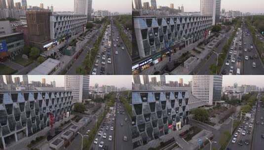 武汉二环线东湖路晚高峰交通航拍高清在线视频素材下载