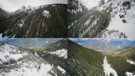 穿越机冬季雪山森林山脉航拍高清在线视频素材下载