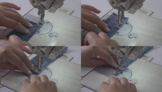 裁缝师用缝纫机工作缝纫机特写/无调色高清在线视频素材下载