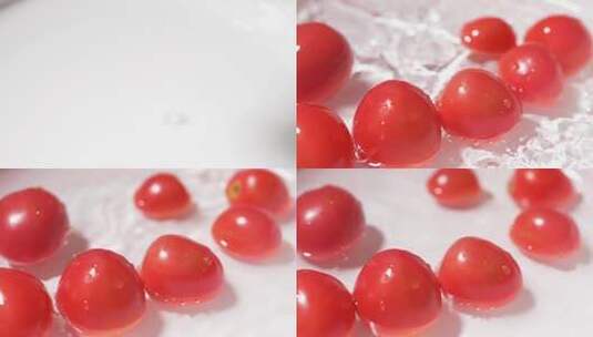 白色背景上的小西红柿高清在线视频素材下载