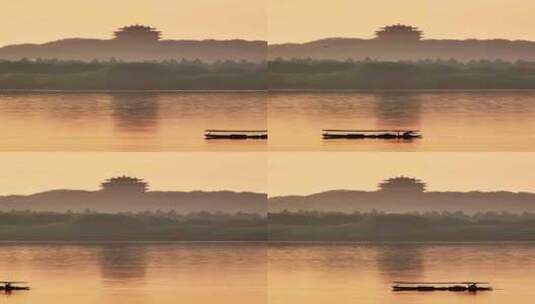 西湖清晨的城隍阁高清在线视频素材下载