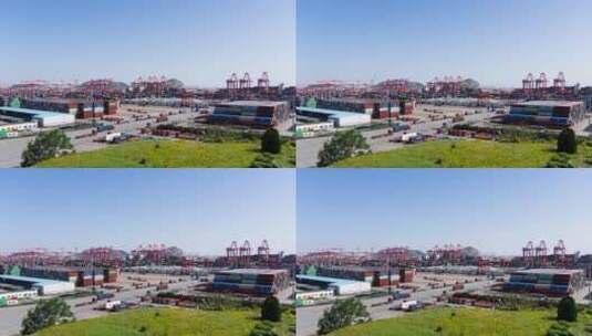 上海洋山港集装箱码头延时摄影高清在线视频素材下载
