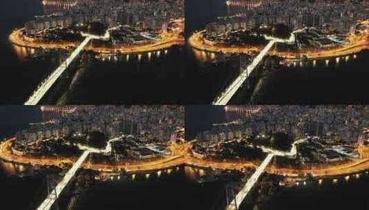 航拍城市的夜景高清在线视频素材下载