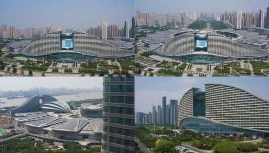 武汉国际博览中心航拍高清在线视频素材下载