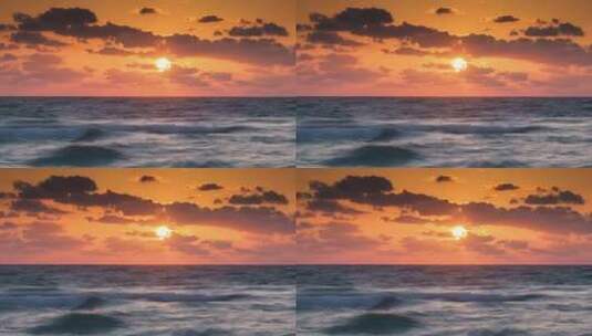 海洋上的太阳升起的延时摄像高清在线视频素材下载