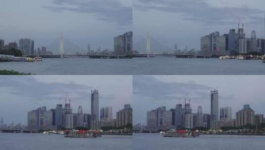 傍晚的猎德大桥和珠江高清在线视频素材下载