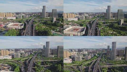 杭州滨江大景 时代高架 时代大道 恒生电子高清在线视频素材下载
